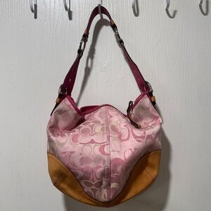 Y2K Coach Pink and Tan Hobo Bag